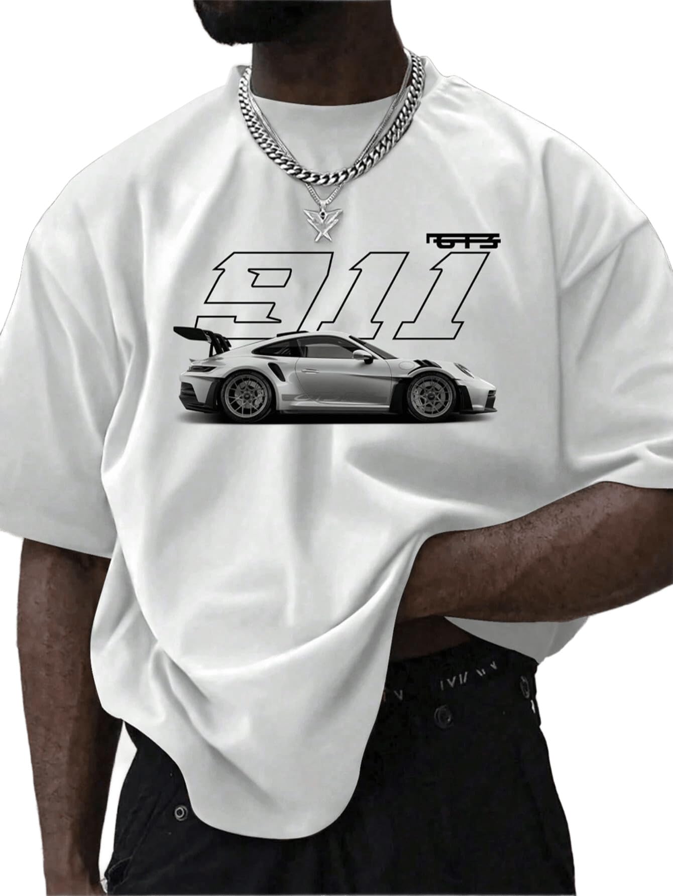 sxv style SXV '911 Car’ Printed Cool Aesthetic Oversized Baggy Cotton T-Shirt for Men-picture-51