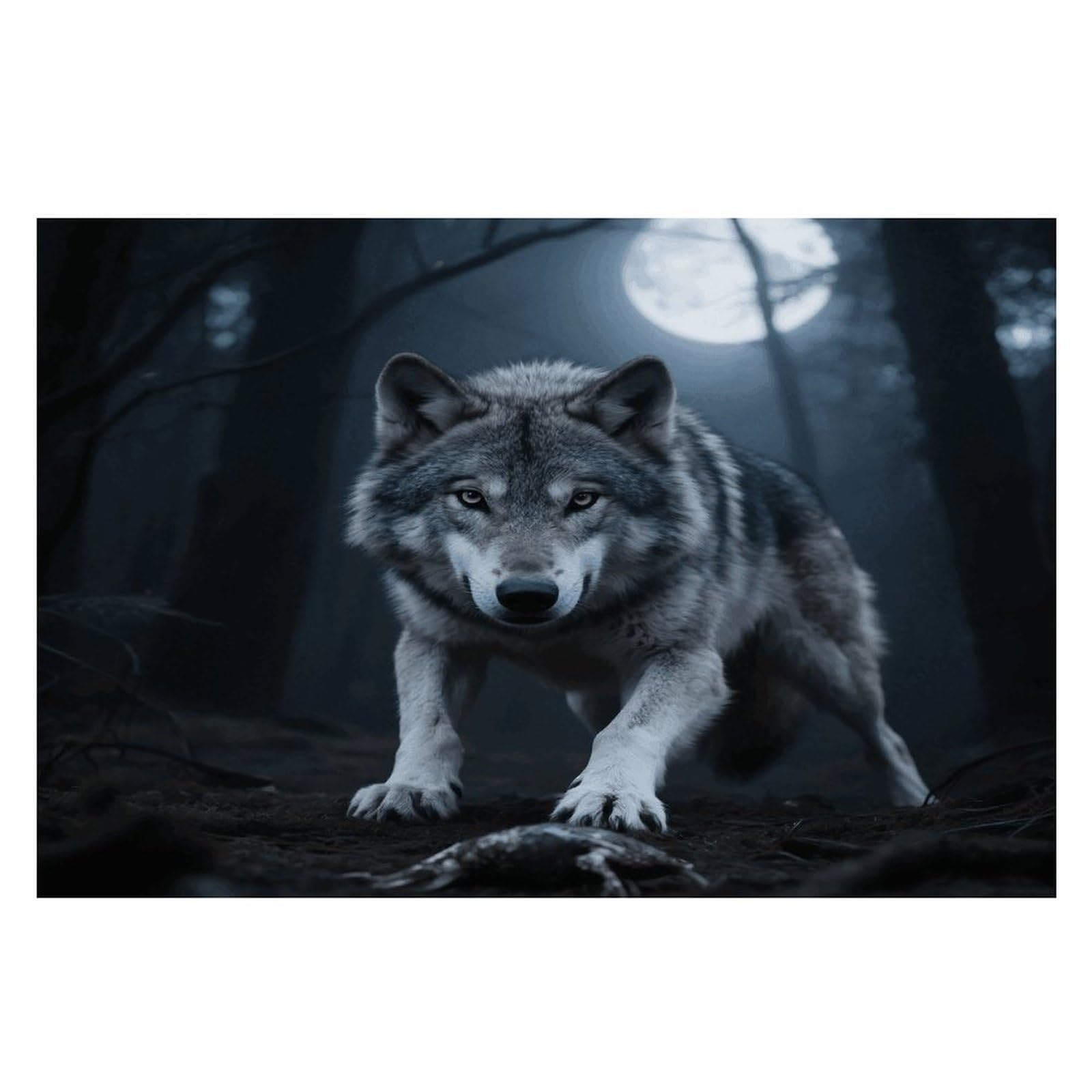 Night Wolf Hunting Placemats Heat Resistant Non-Slip Place Mats Washable Wipeable Table Mat Kitchen Dining Table Decoration Placemats Indoor Outdoor Place Mats 17.7’’×11.8’’