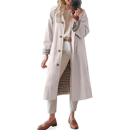 TITOMD Womens Long Trench Coat Spring Winter Outerwear Classic Collar 2026 Single Breasted Fashion Overcoat