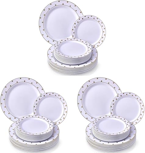 Miniatura 8 de Silver Spoons Party - Juego de vajilla desechable de 40 piezas  Colección Charming Dots, 20 porciones, blancoplateado