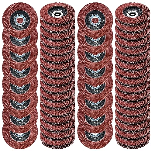 80 Pack 4-1/2 Inch Flap Discs for Angle Grinder, 40 60 80 120 Grit