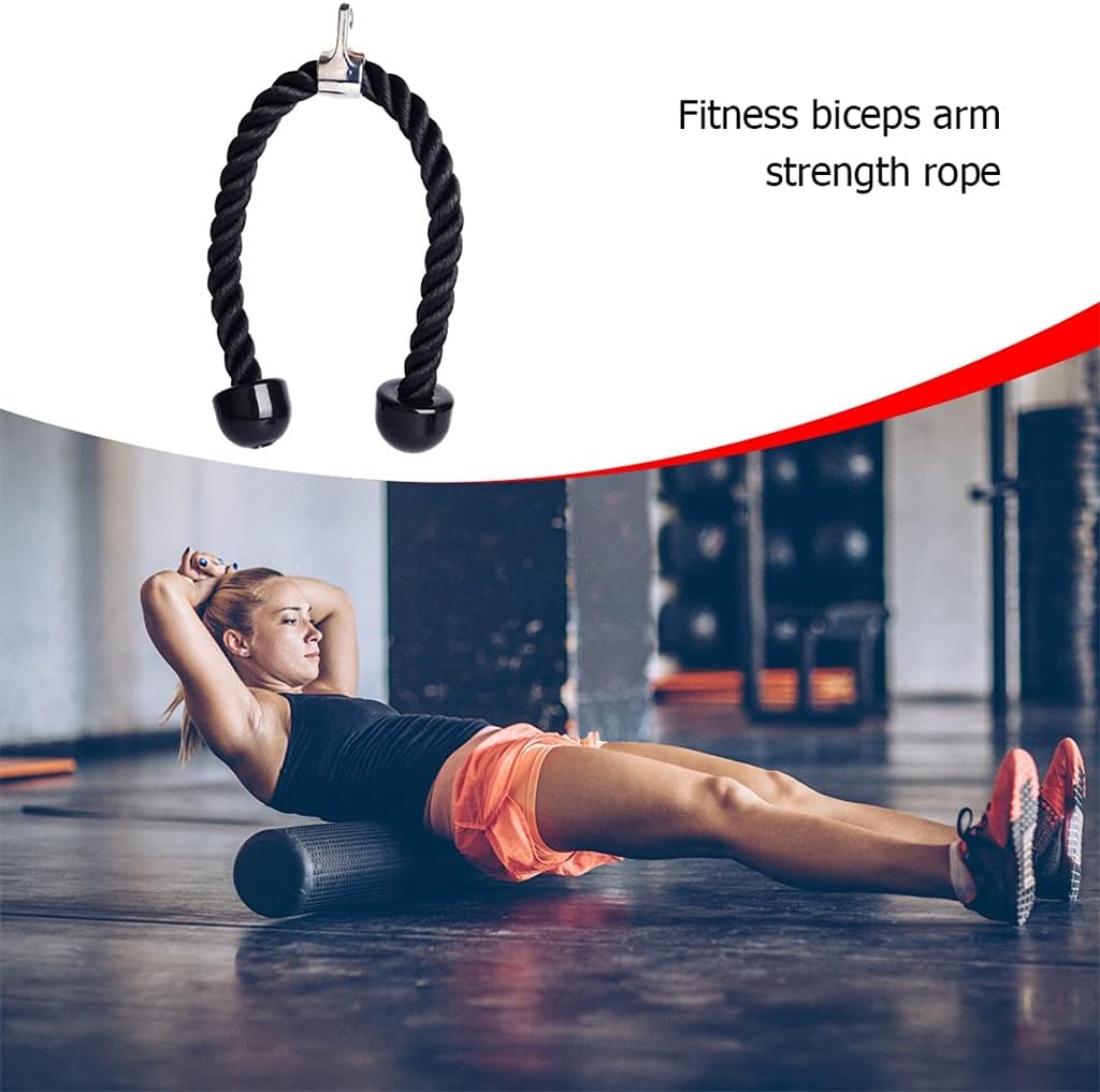 7 PCS Tricep Rope Pull Down Set 2 Exercise Handles 3 Carabiner Clips Cable Attachment for Gym Accessories