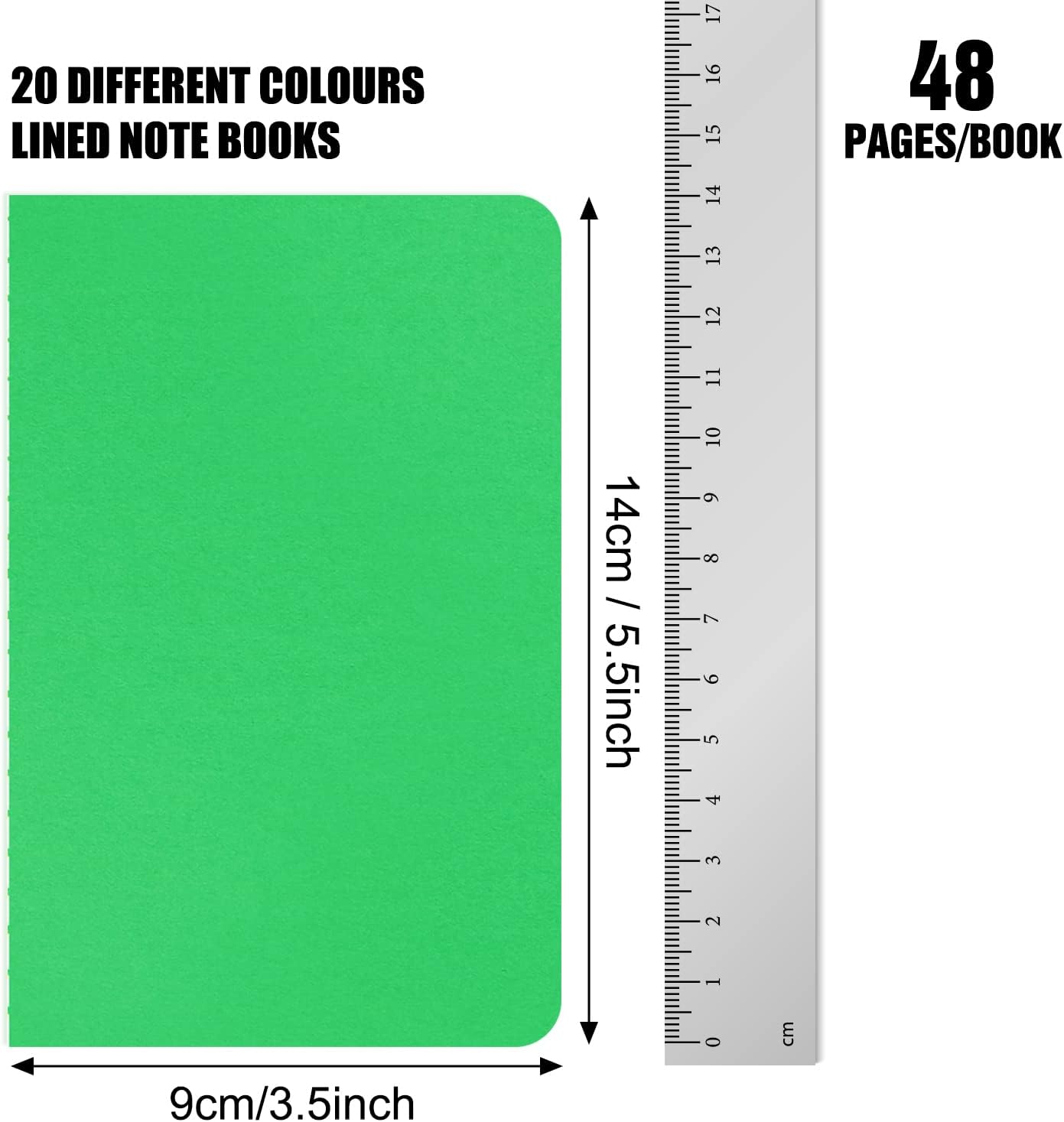 EOOUT 60pcs Small Notebooks, Mini Notebooks Bulk, Colorful Lined Notepad, Journal Memo Notepad, 3.5"x5.5", 20 Colors for Kids, Students, Travelers, School Supplies