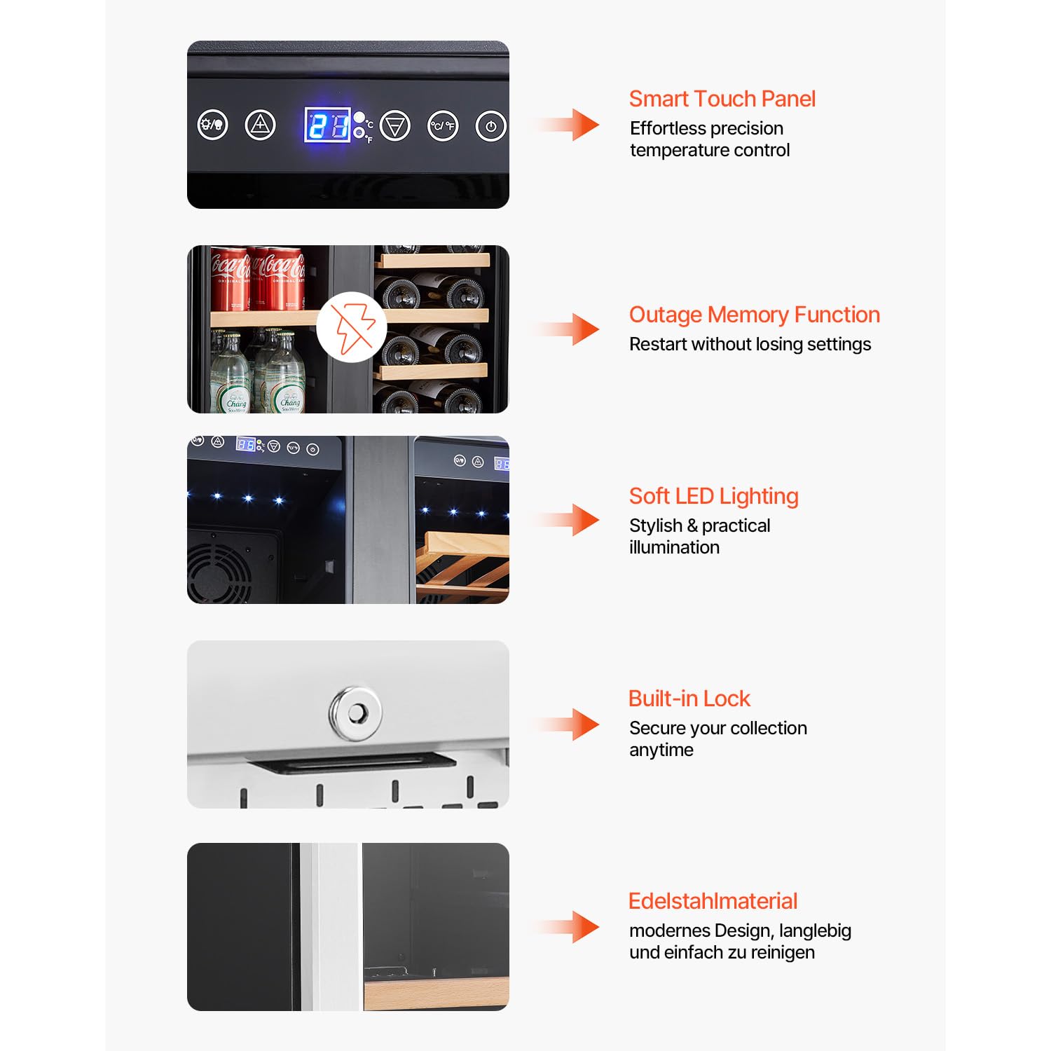 Happybuy 24-Inch Dual Zone Wine And Beverage Refrigerator, Built-In & Freestanding Fridge With Glass Doors, Adjustable Shelves, Digital Temperature Control, Holds 64 Cans And 20 Bottles on Fridge.com - View 6