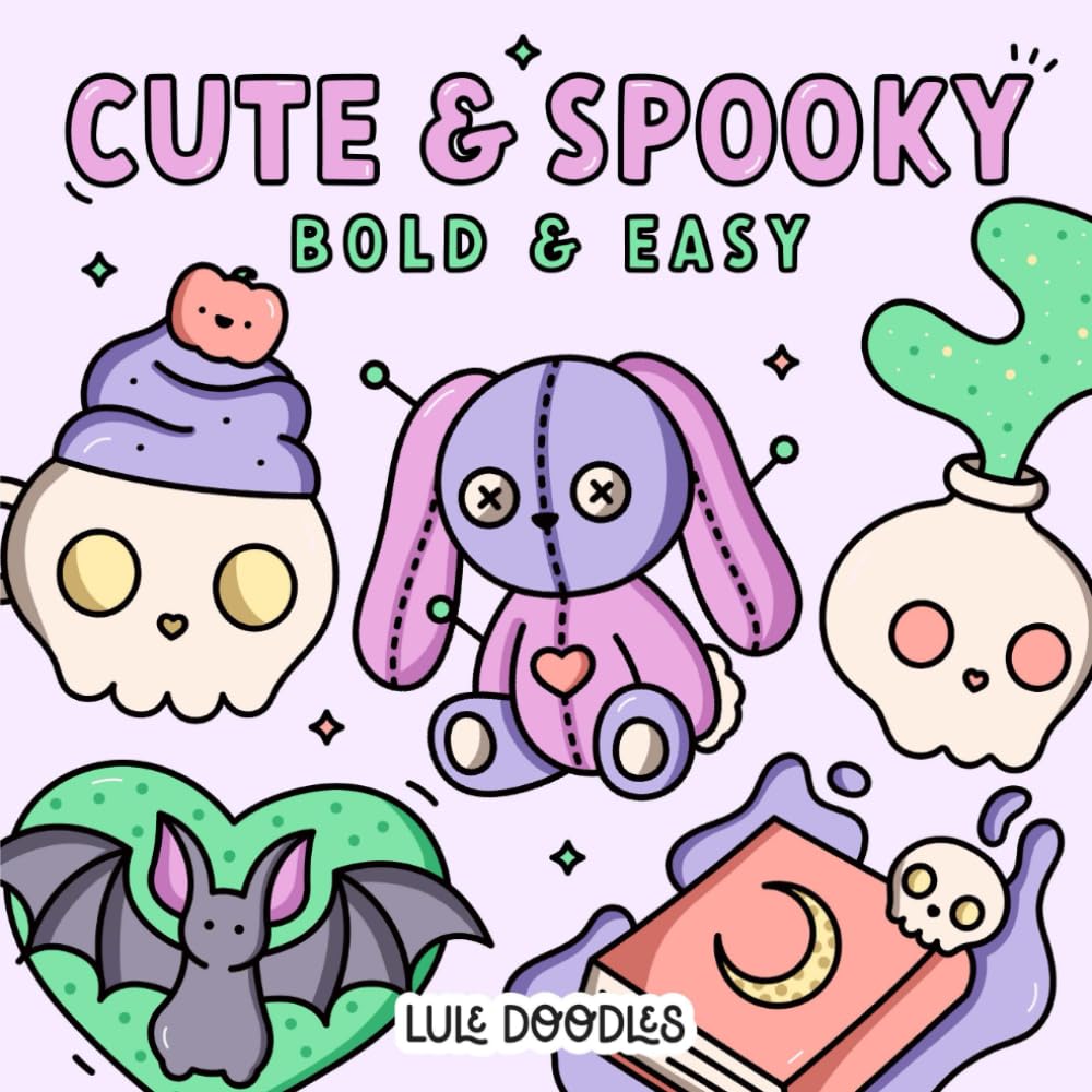 Cute & Spooky Coloring Book: Adorable, Simple, Bold & Easy Halloween Designs with Cute Ghosts, Pumpkins, Bats, and More for Adults and Kids (Bold & Easy Coloring Books | by Lule Doodles)