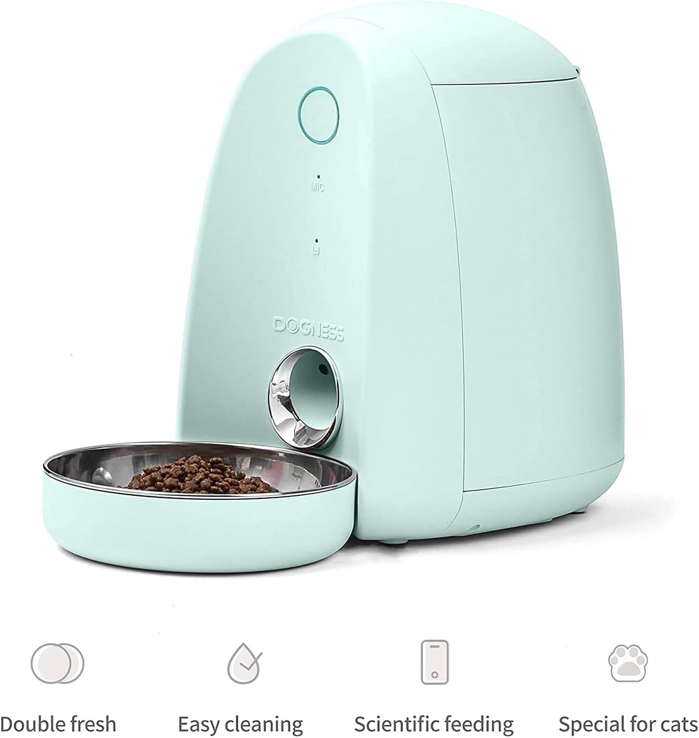 Cat Feeder and Water Dispenser, Automatic Cat Feeder with app and Water Dispenser in Set 2 Packs for Small Medium Pets Puppy Kitten Green