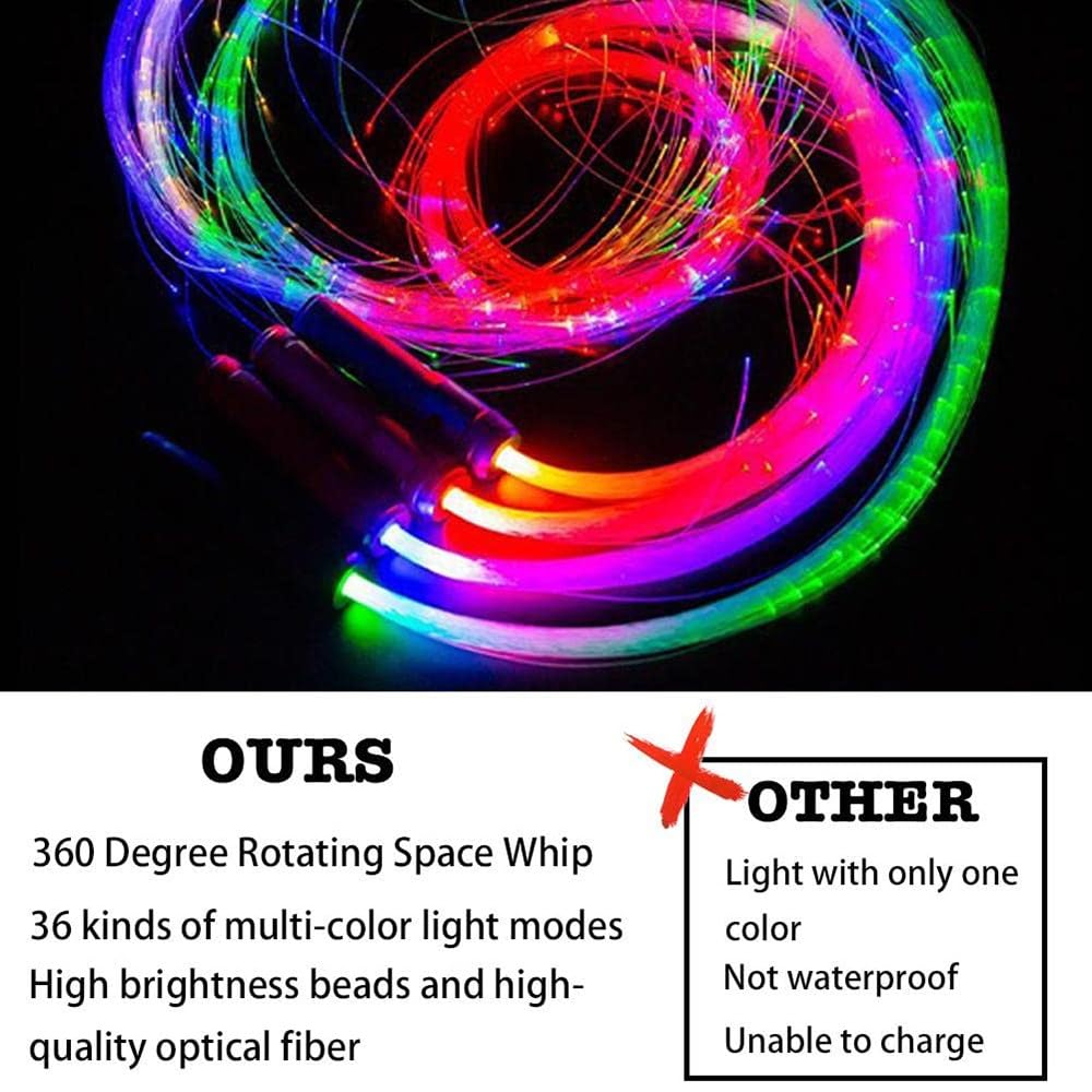 Frusta a Fibra Ottica a LED, Frusta da Ballo, Luce Super Luminosa 36 Modalità Girevole 360 ° per Danza, Feste, Spettacoli Di Luce, Festival Musicali EDM