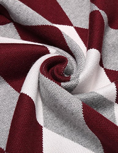 Jinidu Mens V-Neck Casual Slim Fit Golf Knit Vest Sleeveless Sweater Pullover Wine Red #TOP4