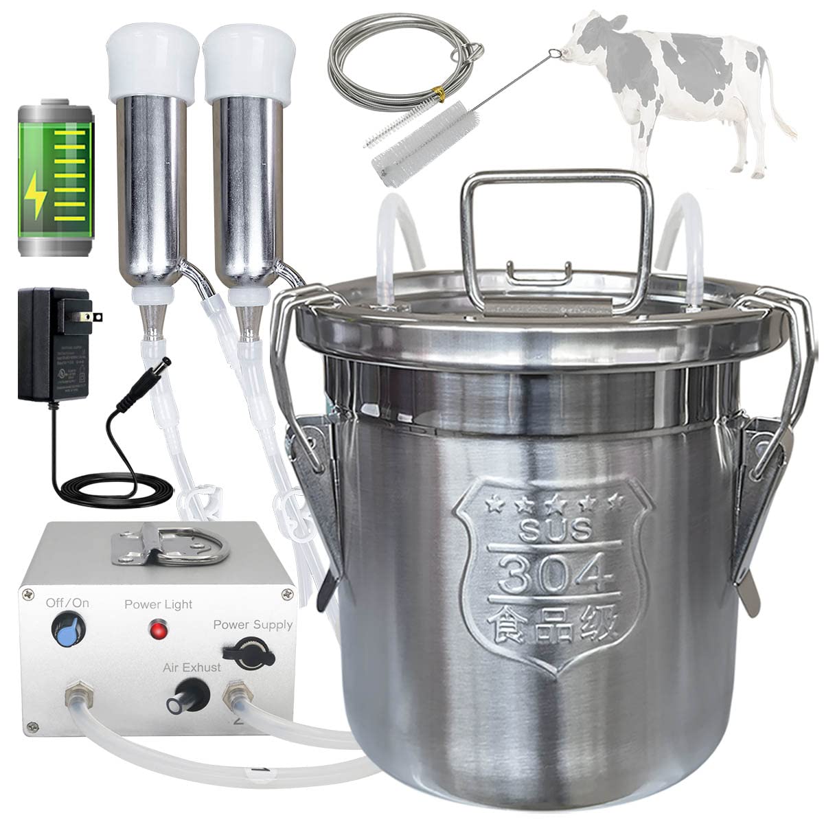 Buy Hantop 6L Cow Milking Machine, Rechargeable Battery Powered Speed ...