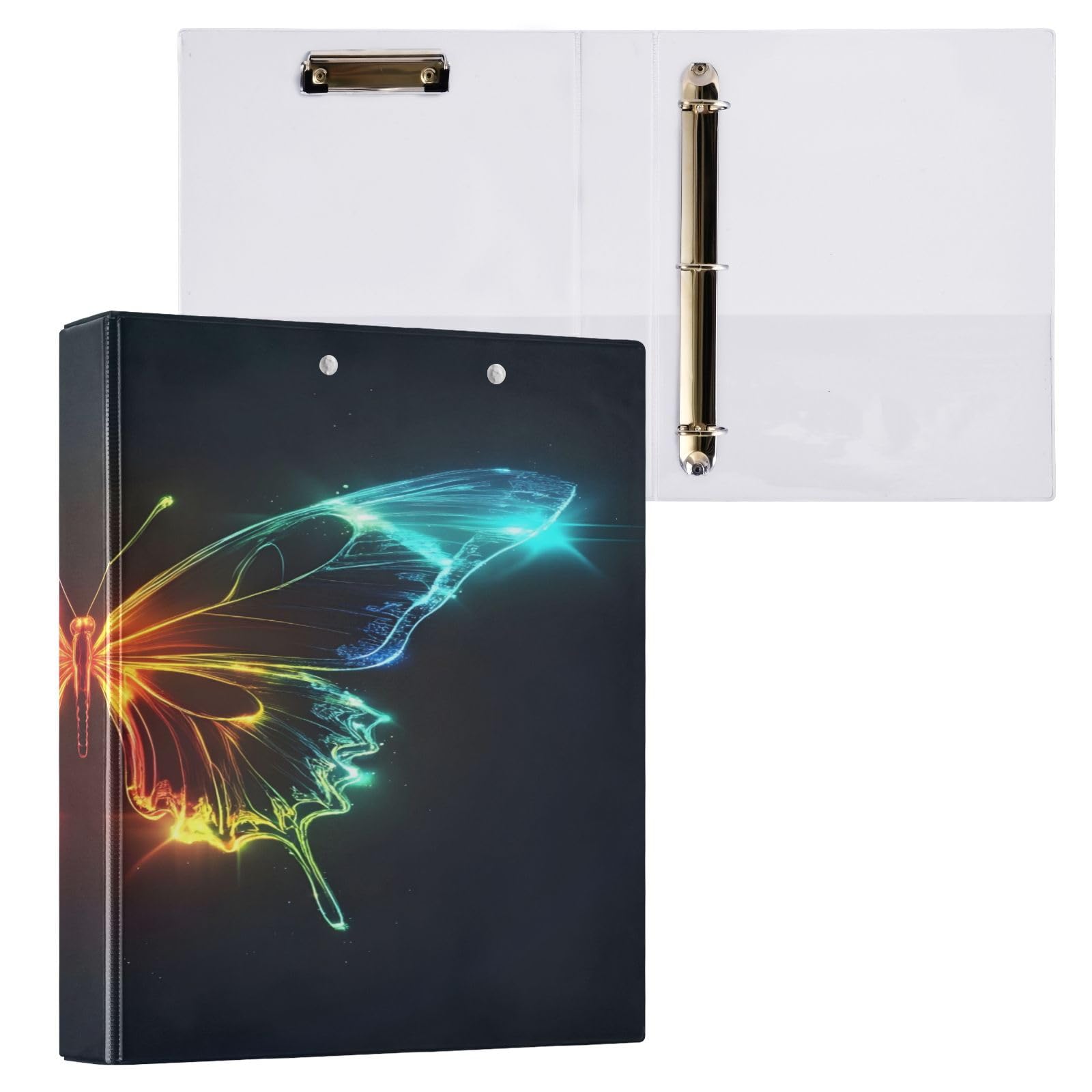 Lot de 2 classeurs de recettes en forme de papillon fluo, grands anneaux