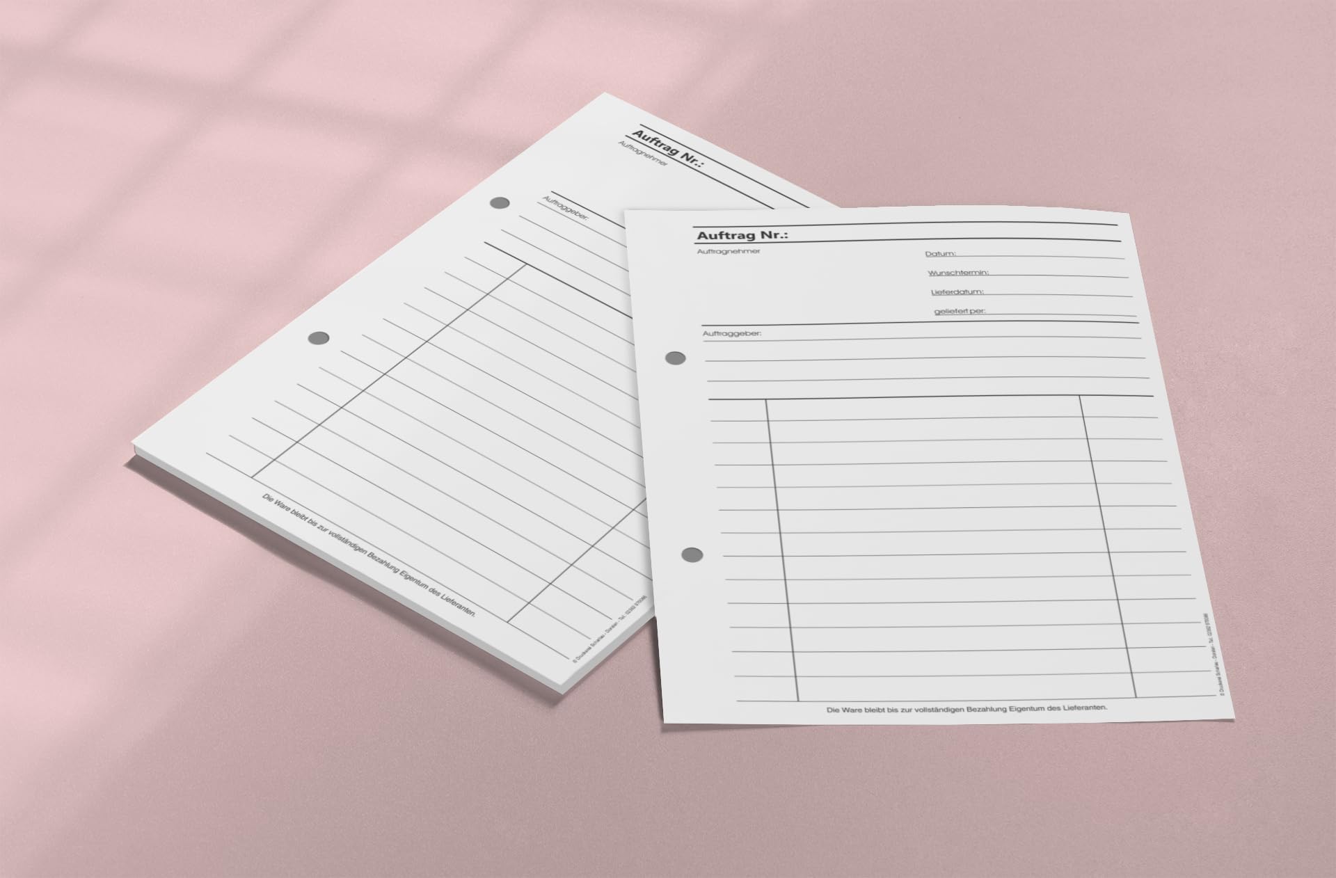 10x Auftragsblock Block Auftrag DIN A5, 2-fach selbstdurchschreibend, 2x50 Blatt weiß/grün - gelocht (22431)