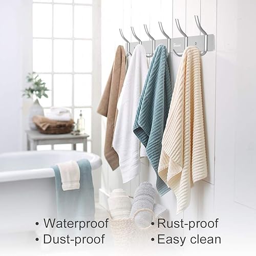 Miniatura 2 de Anjuer Montado en la pared 17.3 pulgadas percha percha 6 ganchos aleación de aluminio plata para baño Kithchen