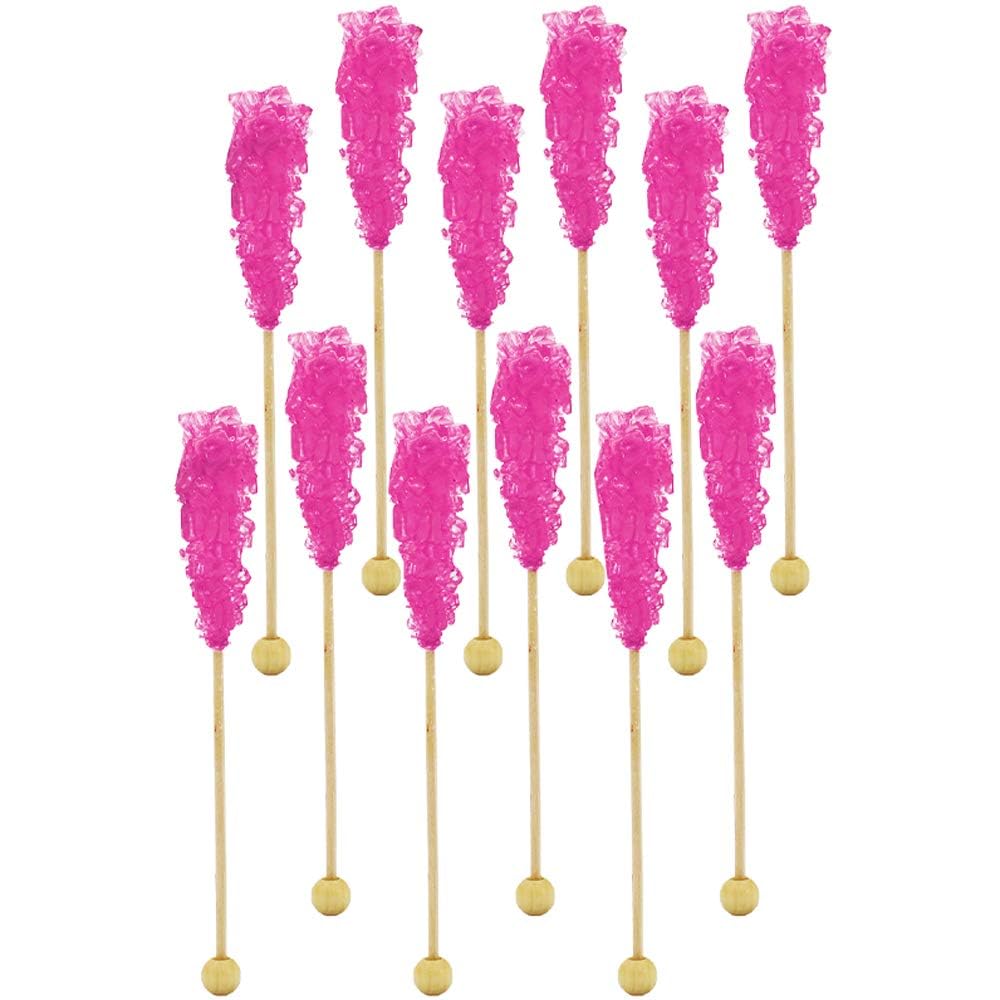 Fruidles Rock Candy Lollipops Suckers, Variety Flavor and Color Assortment, 5.5" (12-Pack, Cotton Candy - Light Blue)