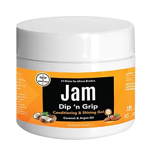 J. AMILA Jam Dip N Grip Aceite de coco y argán Extreme Hold Gel acondicionador y brillante estilos de larga duración, control del encrespamiento (8