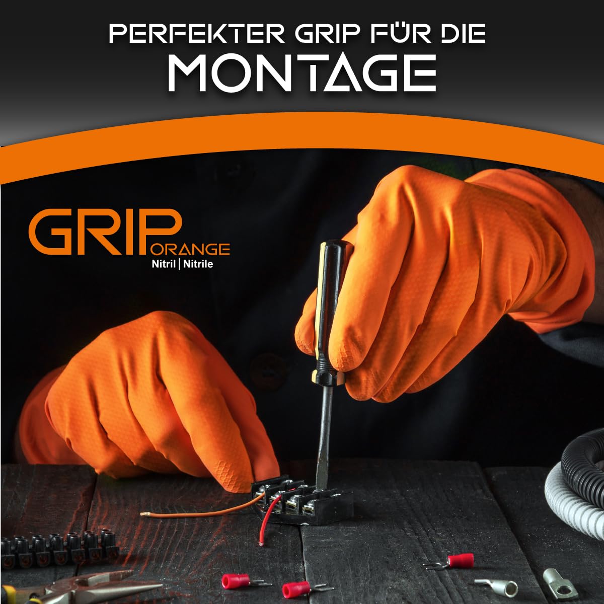 Lot de 50 gants jetables en nitrile Orange Taille 8