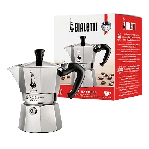 Bialetti - Moka Express: Icónica Cafetera Italiana Para Espresso, Auténtico Café Italiano, Cafetera Moka 1 Taza (60 Ml), Aluminio, Plata