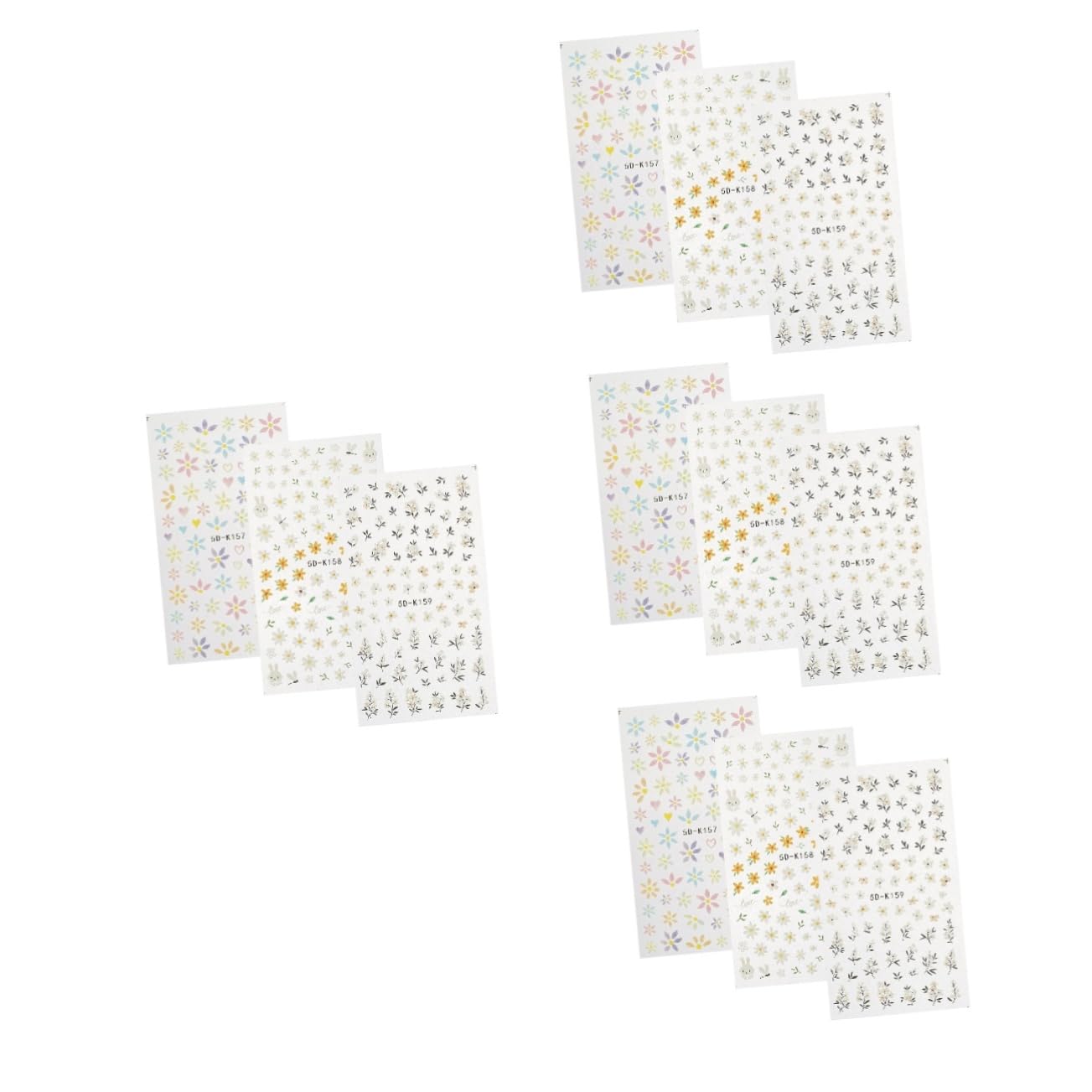 PACKOVE 12pezzi Nail Art Stickers Con Motivi Floreali Adesivi Decorativi Per Unghie Rilievo Perfetti Per Manicure e Occasioni Speciali