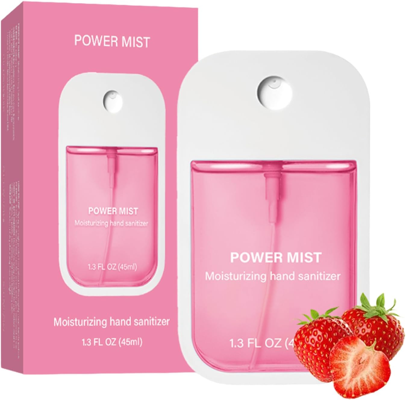 Power Mist Hydrating Hand Sanitizer Spray, Portable Travel-Size Hand Sanitizer Spray, 500-Sprays Each，Suitable for Both Adults and Children (Strawberry)