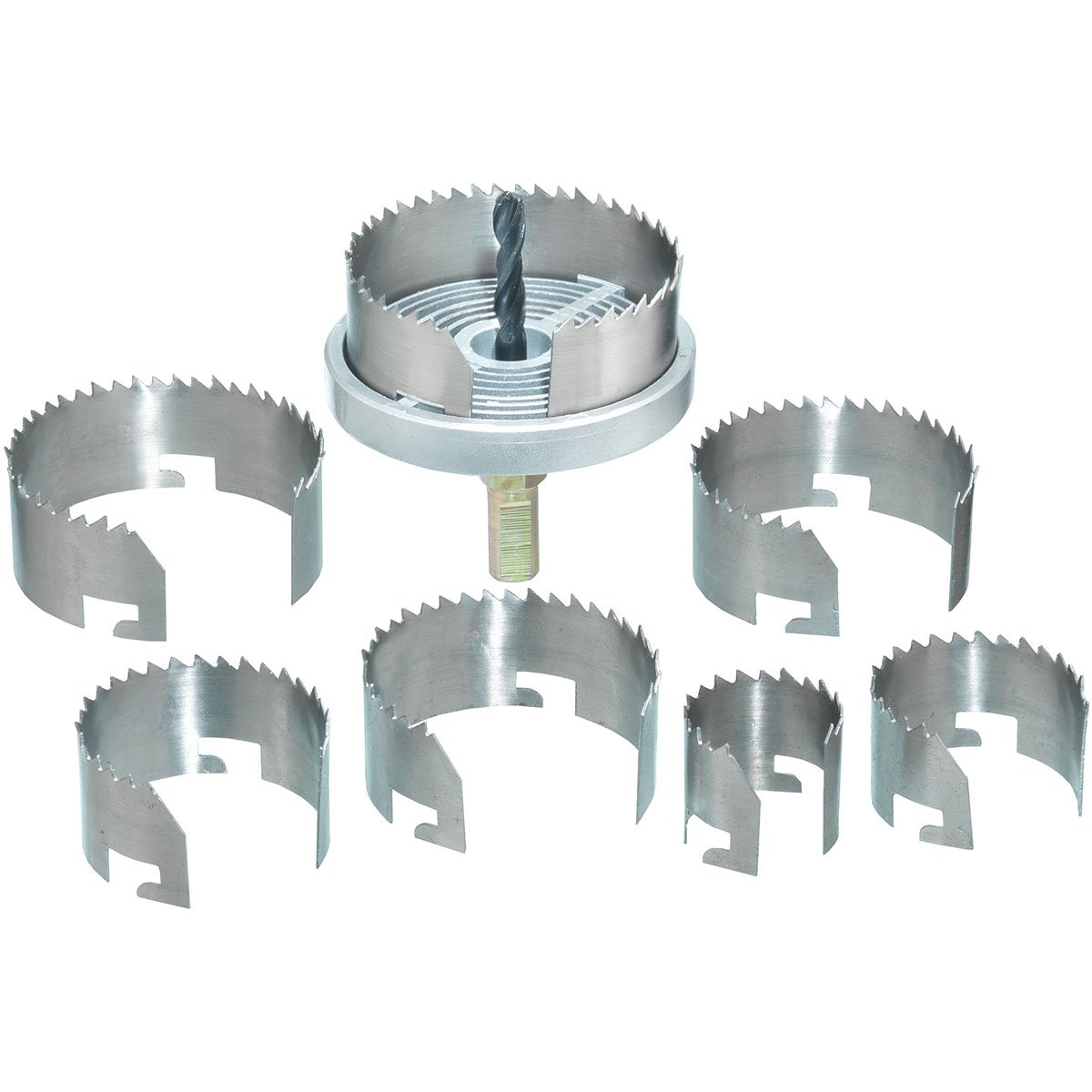 Connex COXT976310 H20 Wood Hole Saw, 0 V, Silver, 26-63 mm, Set of 7 Piece, 26 - 63 mm