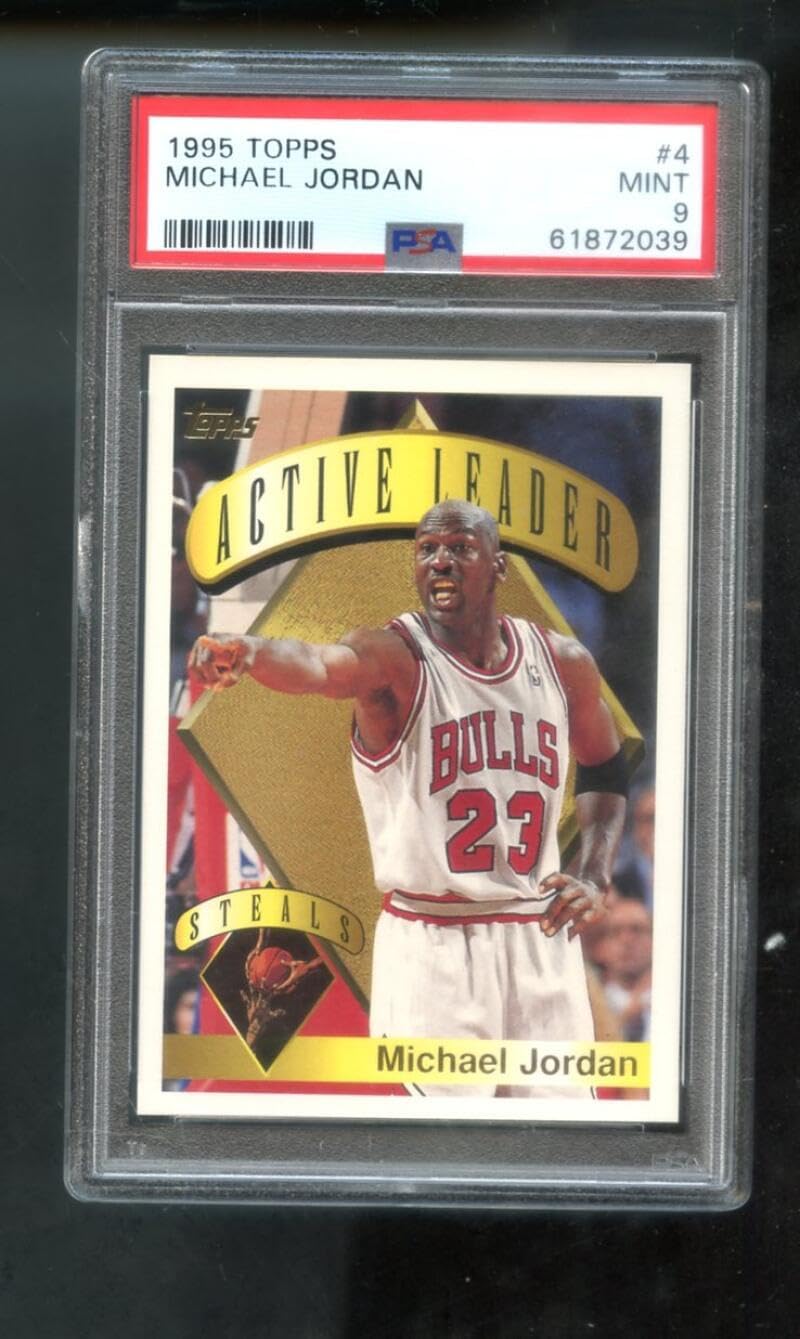 1995-96 Topps #4 Michael Jordan PSA 9 Graded Basketball Card NBA 95-96 1995-1996 Active Leader Steals Chicago Bulls