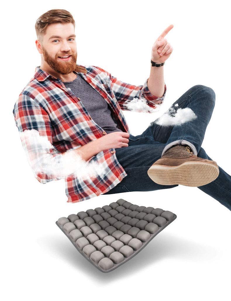 Cojín Inflable de Aire para automóvil, Oficina y Silla de Ruedas - Cojín Inflable antiescaras para ortopedia Alivio del Dolor y la presión - 16 "x16,Gray