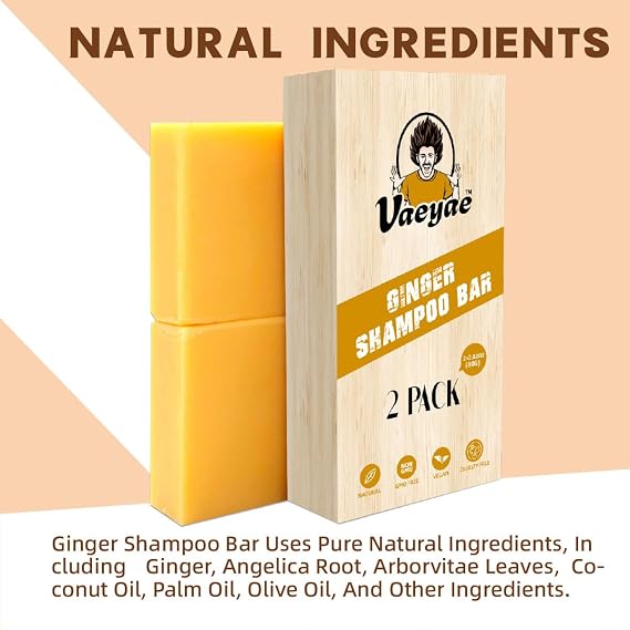 Ginger Shampoo Bar For Hair Growth & Thickening, Thinning Gray Hair Loss Reverse Products, Thicker Fuller Regrowth Solid Conditioner Soap For Men & Women 2pcs