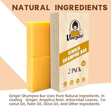 Ginger Shampoo Bar For Hair Growth & Thickening, Thinning Gray Hair Loss Reverse Products, Thicker Fuller Regrowth Solid Conditioner Soap For Men & Women 2pcs