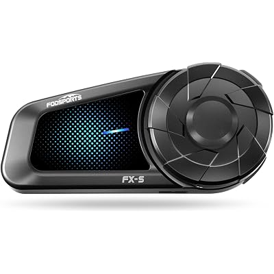 Fodsports FX-S Motorcycle Bluetooth Headset V5.4, 2-Way Helmet Intercom Communication System with IP67 Waterproof, CVC Noise Cancellation, Hands-Free Music/Call, 2 Type Mics, Black, 1 Pack