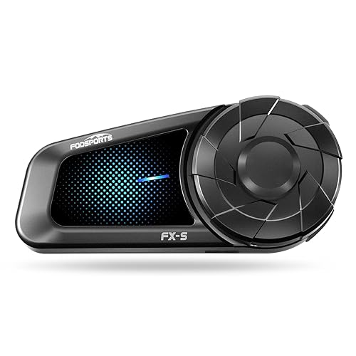 Fodsports FX-S Motorcycle Bluetooth Headset V5.4, 2-Way Helmet Intercom Communication System with IP67 Waterproof, CVC Noise Cancellation, Hands-Free Music/Call, 2 Type Mics, Black, 1 Pack