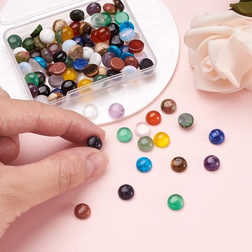 Miniatura 9 de Beadthoven - 14 cabujones de piedra ovalada de 14 estilos, mezcla de cuentas de piedras preciosas naturales, cubiertas de taxis de 1.57 x 1.58