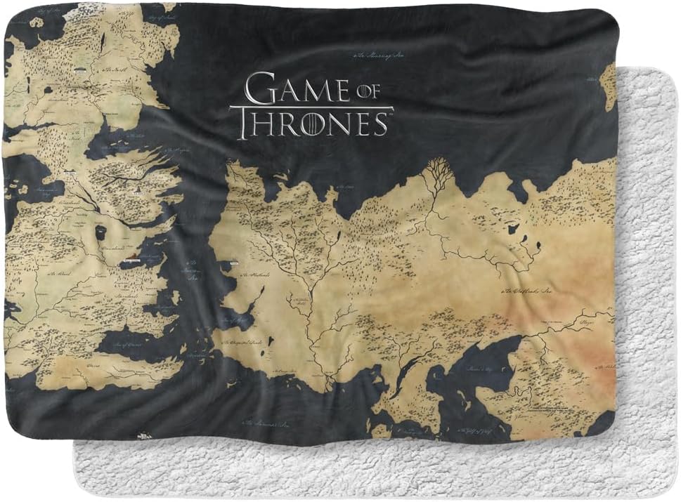Game of Thrones Blanket, 60"x80", Westeros Map Silky Touch Sherpa Back Super Soft Throw Blanket