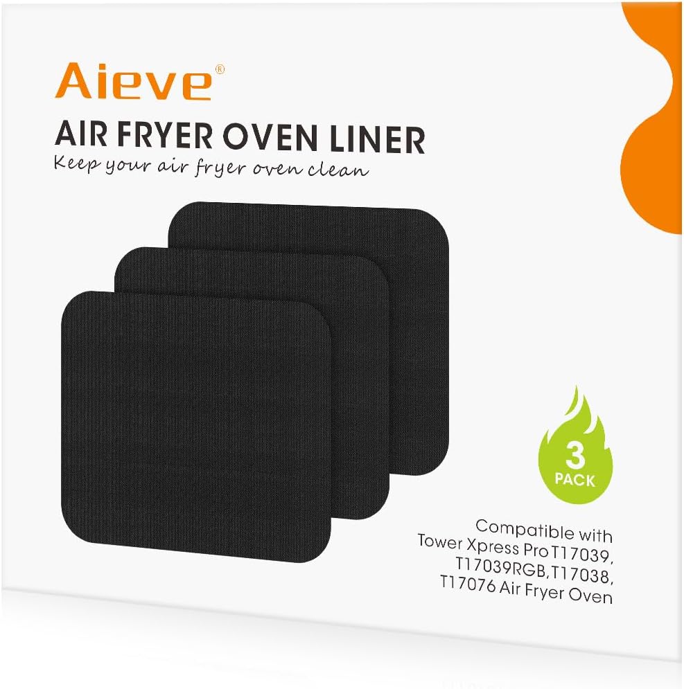 Aieve Air Fryer Oven Liner for Tower, 3 PCS Non-Stick Oven Liners for Bottom of Oven Compatible with Tower Xpress Pro T17039, T17039RGB, T17038, T17076 11L