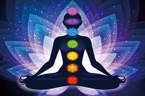 Miniatura 6 de BULOR Tapiz de siete chakras, meditación Zen Yoga Lutos Mandala Galaxy Fondo colgante de pared para dormitorio, hogar, sala de estar, dormitorio, 60