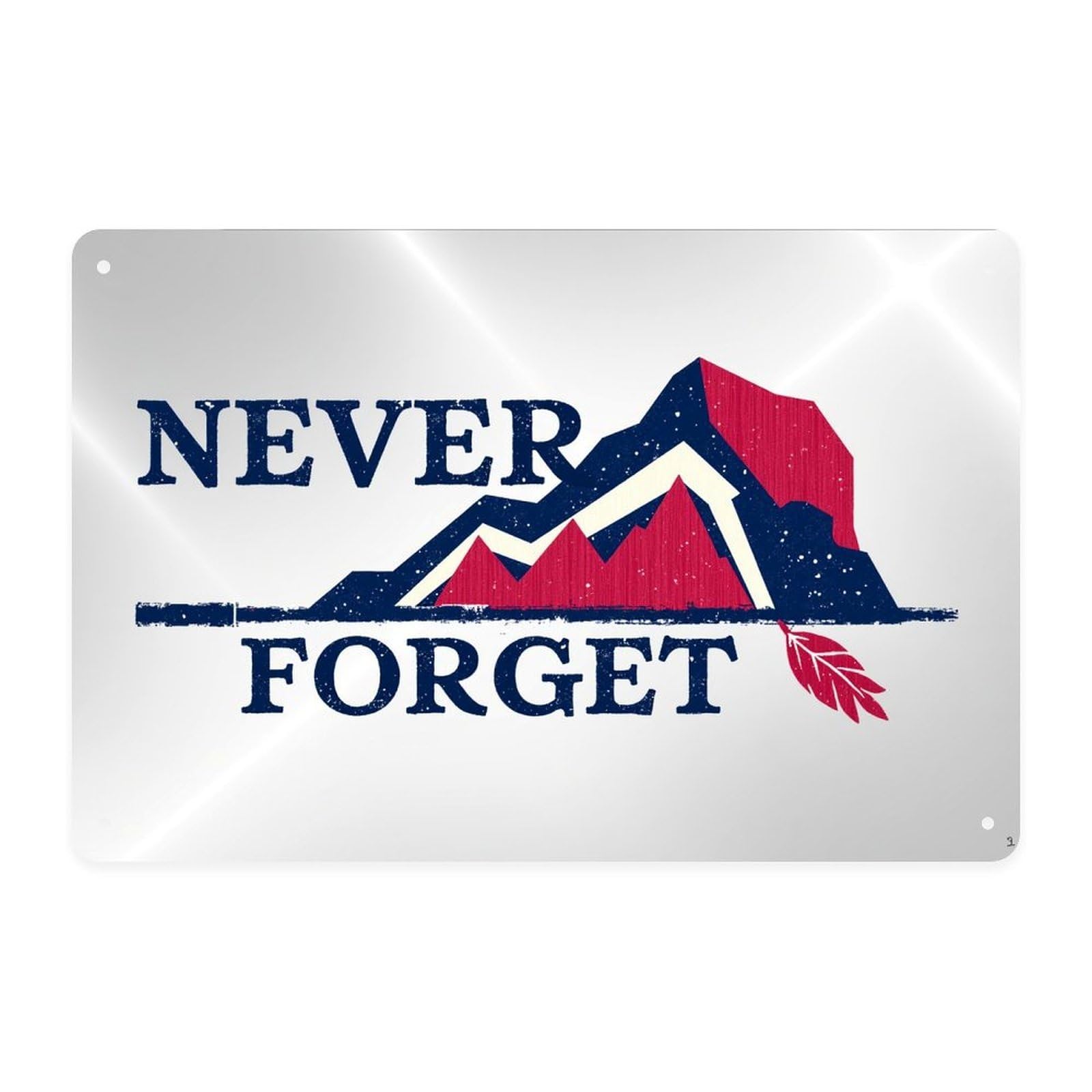 KWQDOZF Never Forget Tin Sign Mountain Scenery Vintage Patriotic Metal Sign Print Aesthetic 8 X 12 in