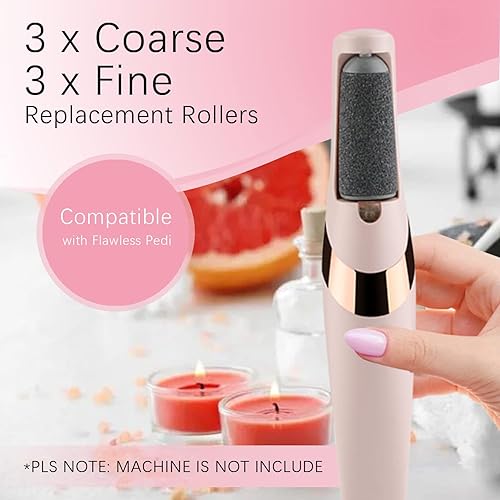 Miniatura 2 de Paquete de 6 rodillos de repuesto compatibles con Finishing Touch Flawless Pedi lima de herramientas eléctricas incluye un cepillo de limpieza (3