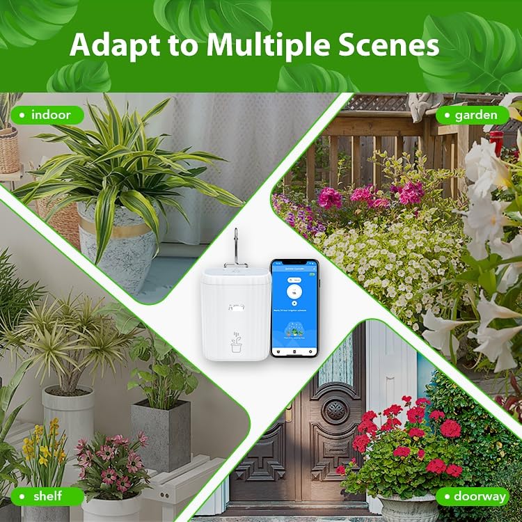 WiFi&Bluetooth Smart Drip Irrigation Kit, DIY Automatic Plant Waterer, for 10 Potted Plants, Water Shortage Alert,Remote Control.