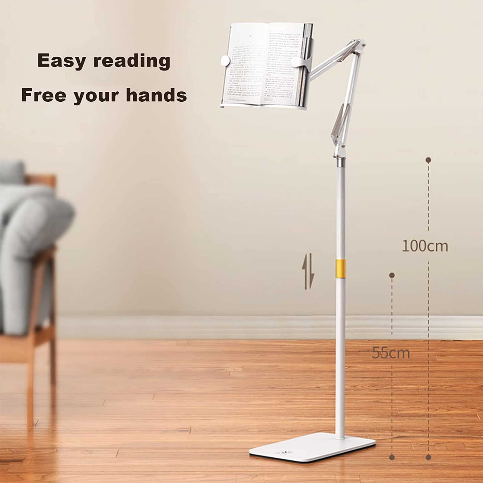 Estante de lectura ajustable en altura: ideal para leer libros de texto, libros de cocina y más: soporte de piso resistente y liviano para los amantes de los libros.