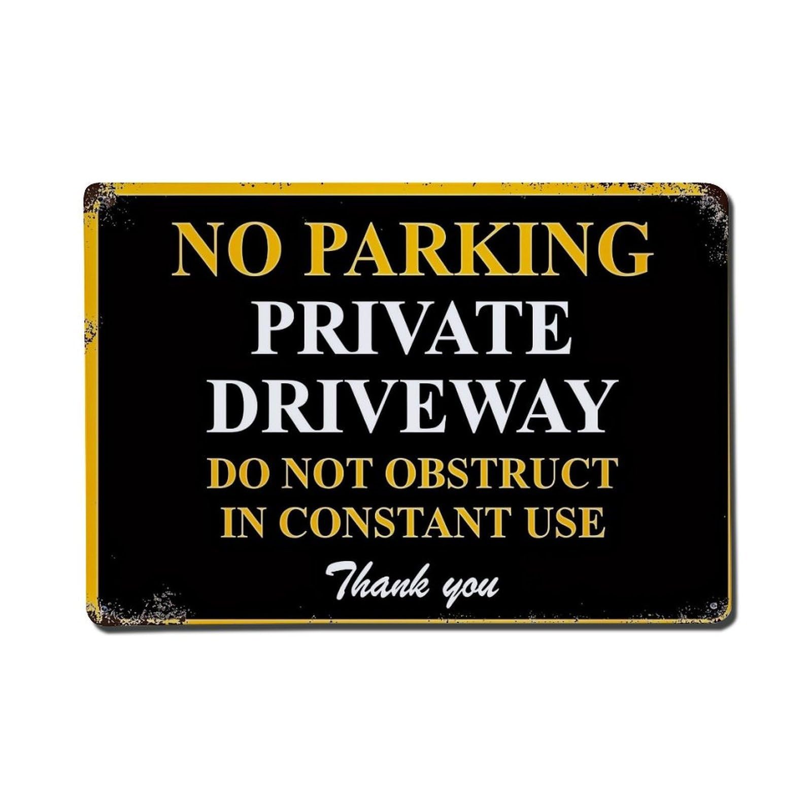 Jdfenggu Vintage No Parking Private Driveway Sign Retro Metal Tin Sign, Metal Poster For Bar, Home, Man Cave, Kitchen, Laundry Room Art Decor 8X12 Inch