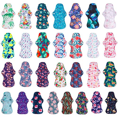 EXCEART 5 Pcs Almofadas SanitÃ¡rias ReutilizÃ¡veis â€‹â€‹CarvÃ£o de Bambu LavÃ¡vel Mama Pano Menstru