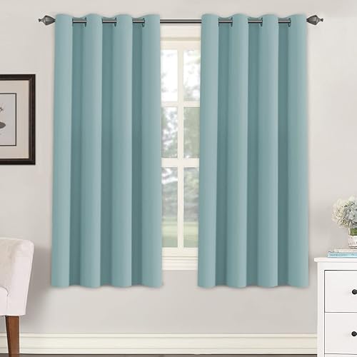 H.Versailtex - Cortinas opacas con ojales y aislamiento térmico para oscurecimiento de habitación (juego de 2 paneles, 52 x 63 pulgadas de largo,