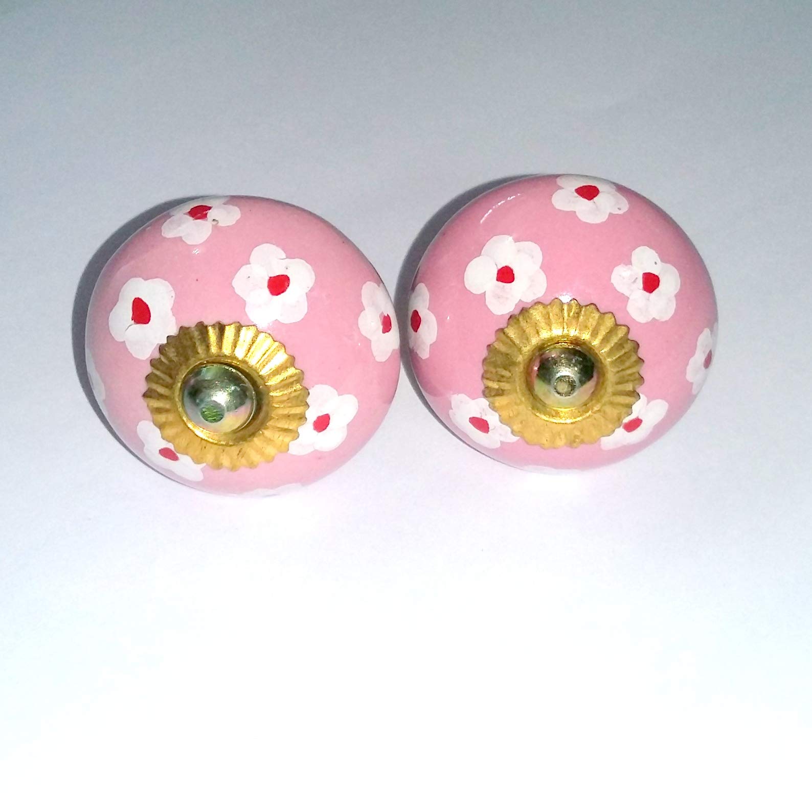 Aditya Blue Art Pottery Ceramic Hand Painted and Decorative Cabinet Wardrobe Door Handles Doorknobs Set of 2