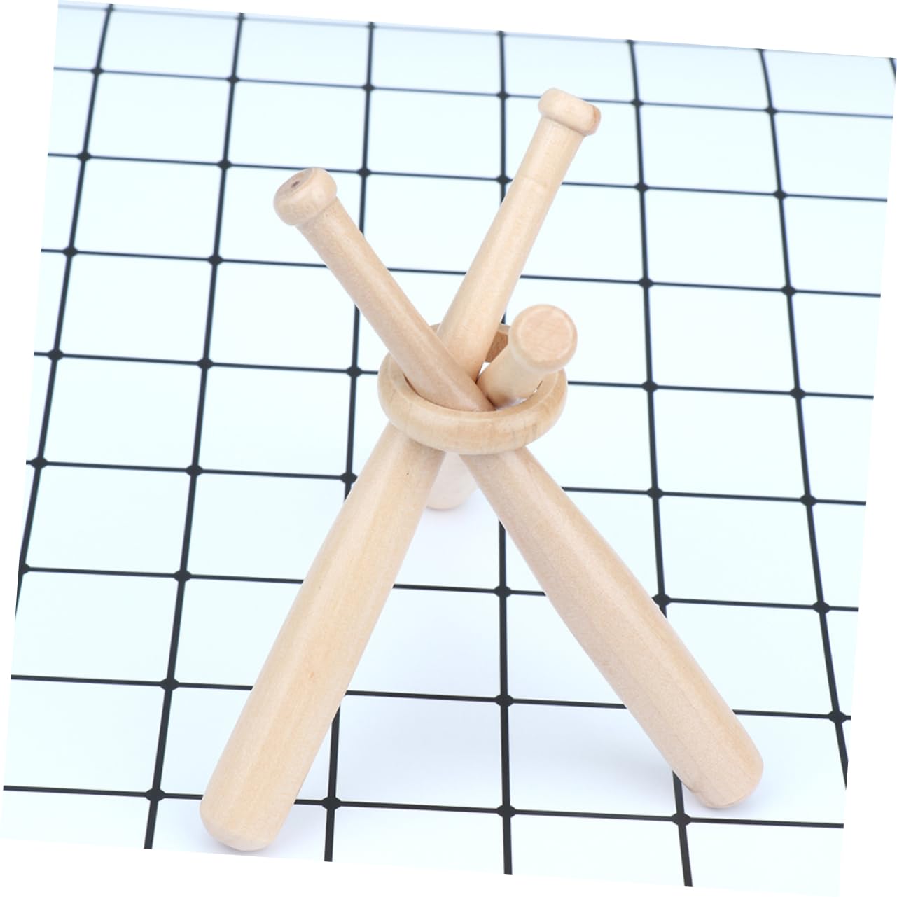 Toyvian Soporte de Exhibición Base de Apoyo para Bates de Béisbol de Madera Juego de 3 Barras y 1 Anillo para Mini Bates Escritorio