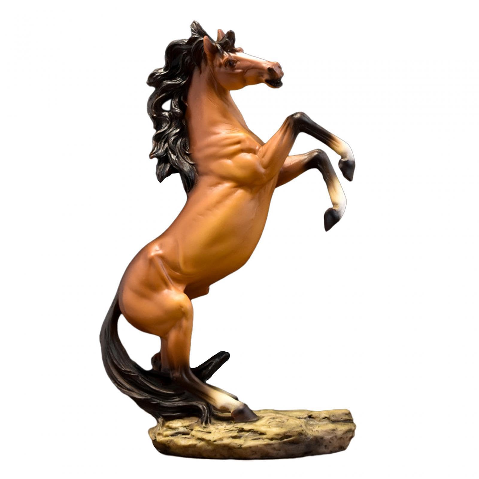 ALCXAZS Charming Horse Statue Beautiful Standing Horse Figurine Handmade Resin Craft Stunning Decor For Home Office Setup Collectible Figurine Feng Shui, Style D
