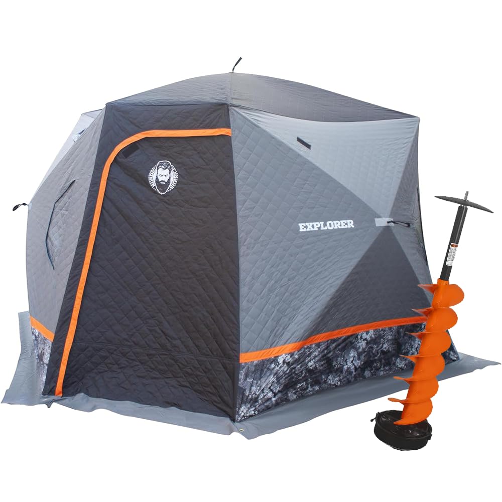 Explorer Series Wide Bottom Insulated Ice Shelter, 6-8 Person Ice Fishing Tent for Ice Fishing