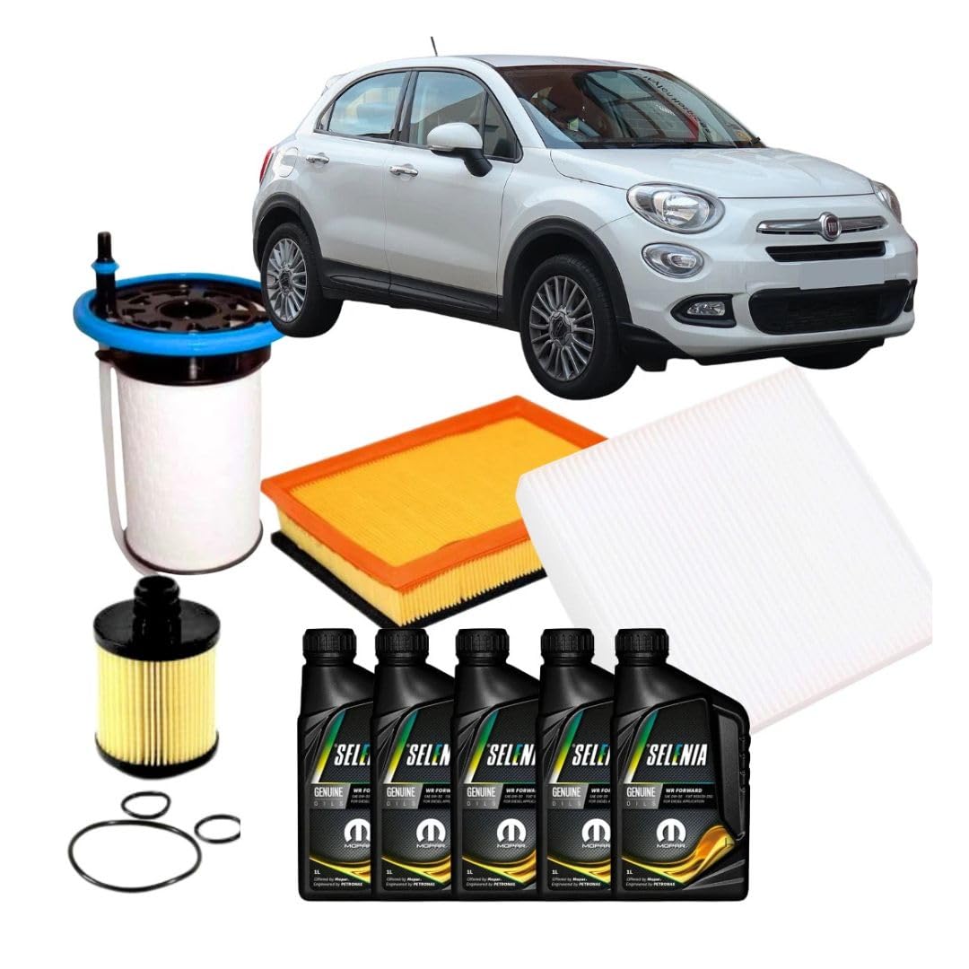 KIT TAGLIANDO 4 FILTRI OLIO SELENIA 0W30 5LT COMPATIBILE CON FIAT 500 X 1.6 MULTIJET 120CV EUR.6