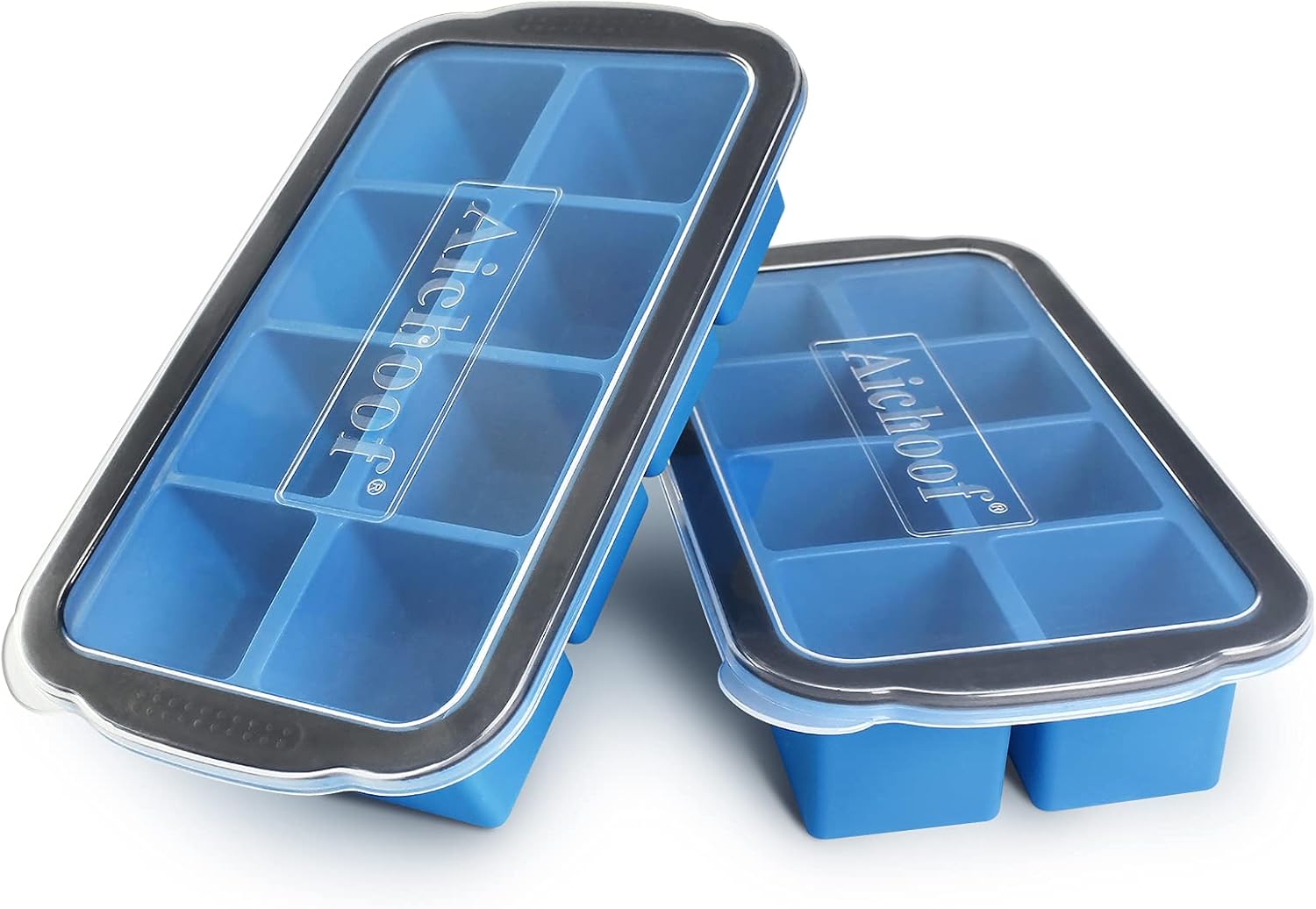 Large Square Silicone Ice Cube Trays for freezer with Lids