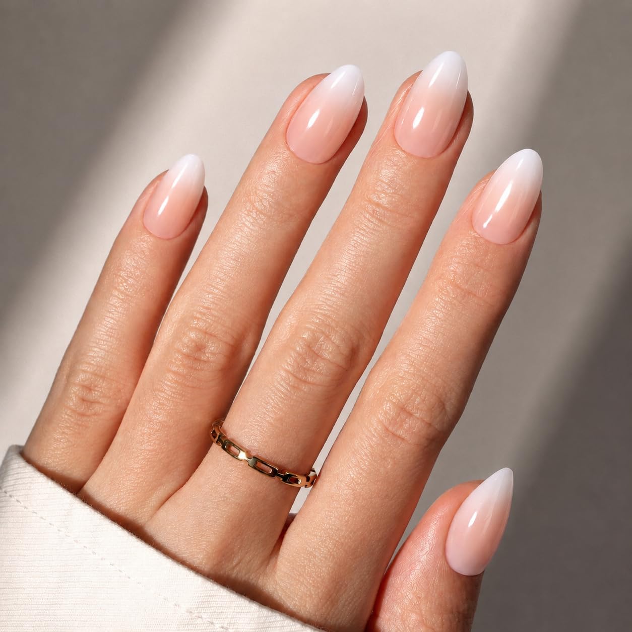 Beetles Press On Nails Almond Short Nude