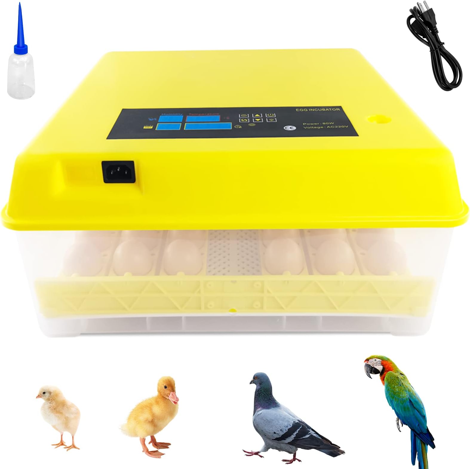 PRIJESSE Egg Incubator 48 Digital Incubator with Automatic Egg Turning and Temperature and Humidity Control for Hatching fertilized Eggs of Chickens, Ducks and Geese, for Home and Laboratory use (48)