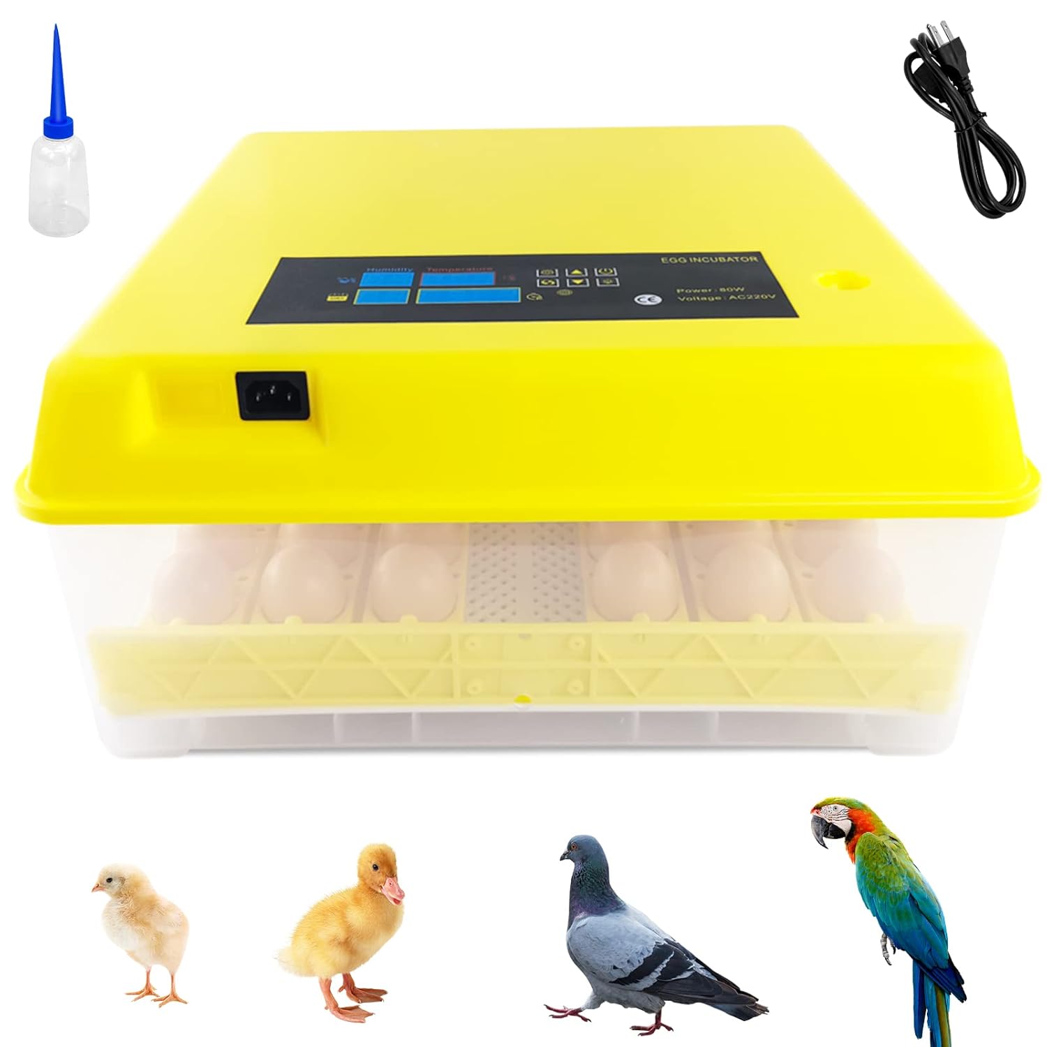 PRIJESSE Egg Incubator 48 Digital Incubator with Automatic Egg Turning and Temperature and Humidity Control for Hatching fertilized Eggs of Chickens, Ducks and Geese, for Home and Laboratory use (48): Industrial & Scientific
