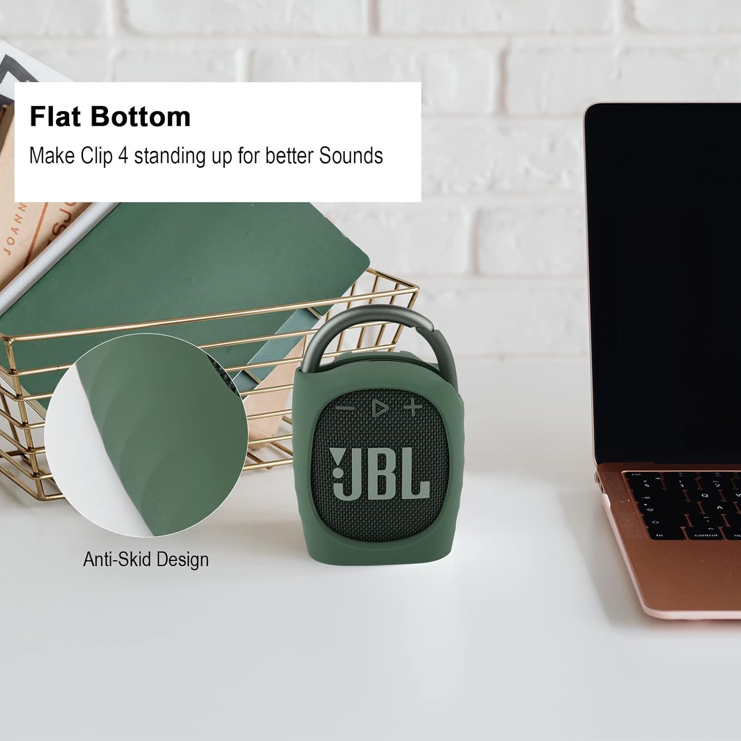 TXEsign Silicone Case Compatible with JBL Clip 4 - Portable Mini Speaker Stand Up Protective Carrying Case Cover for JBL Clip 4 (Green) - Image 4